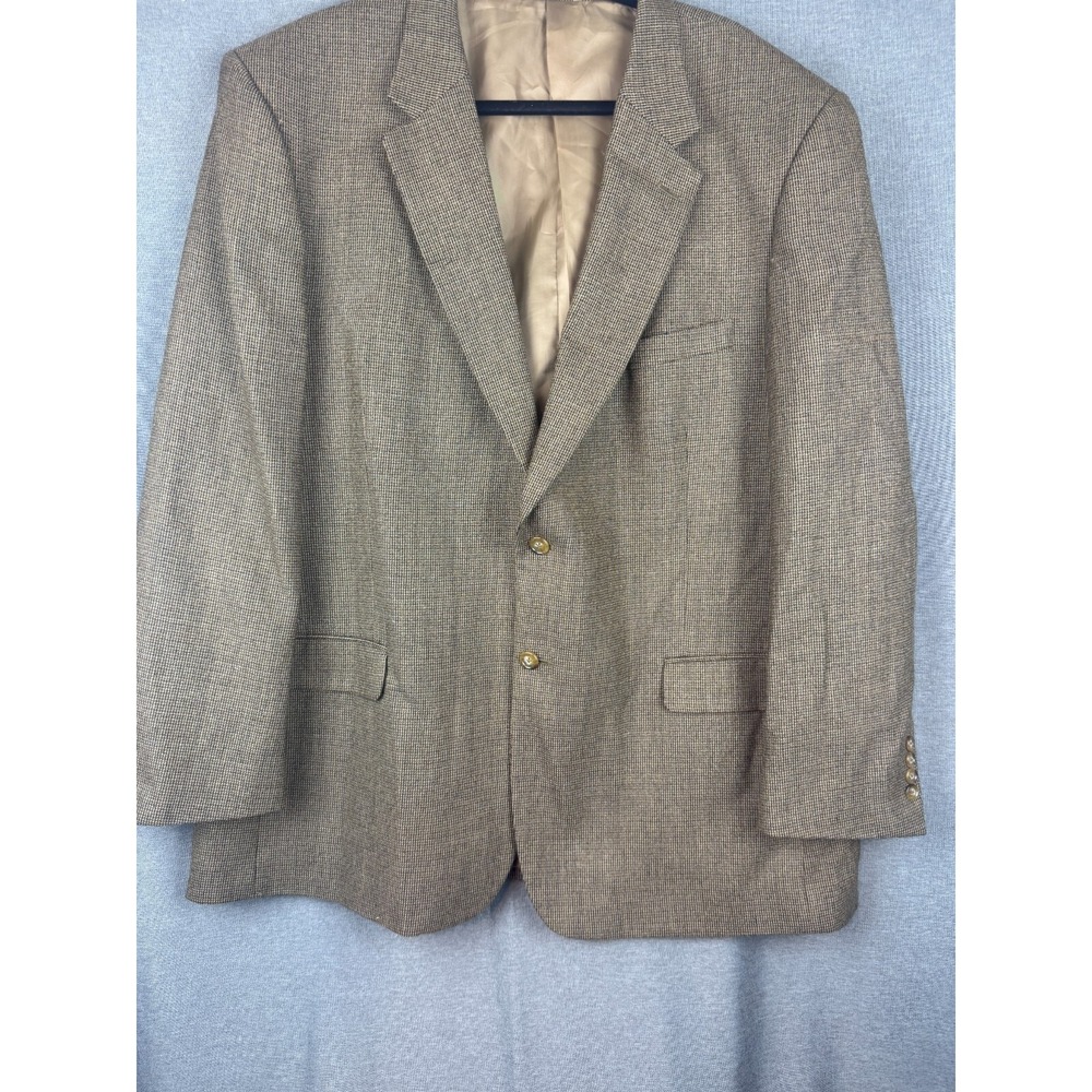Bert Pulitzer Mens 52L Beige Brown Herringbone Wool Sport‎ Coat Academia